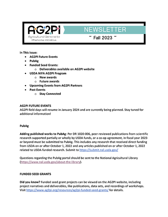 AG2PI Newsletter - Fall 2023