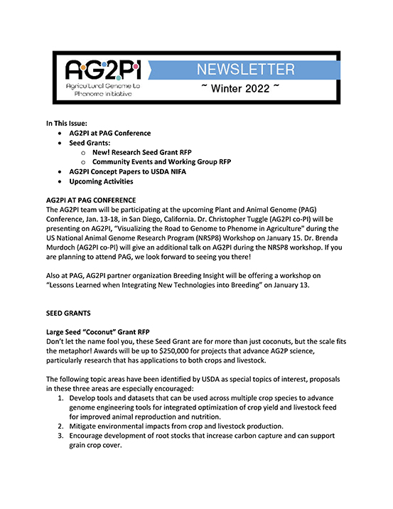 AG2PI Newsletter - Winter 2022